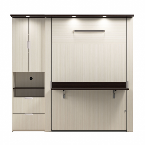 84W Full Murphy Bed with Desk and Storage Cabinet