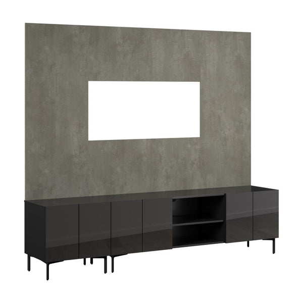94W Modular Entertainment Center with TV Stand, Storage Cabinet, and Large Wall Panel