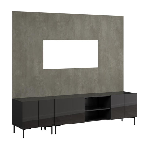 94W Modular Entertainment Center with TV Stand, Storage Cabinet, and Large Wall Panel