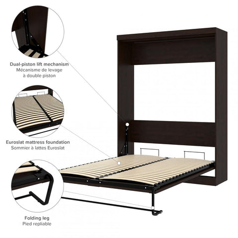 Grand lit escamotable avec canapé et étagères (115L)