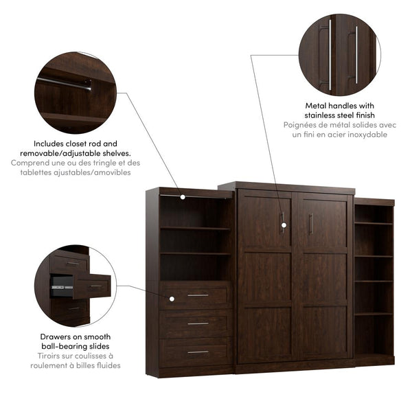 Queen Murphy Bed with Shelving and Drawers (126W)