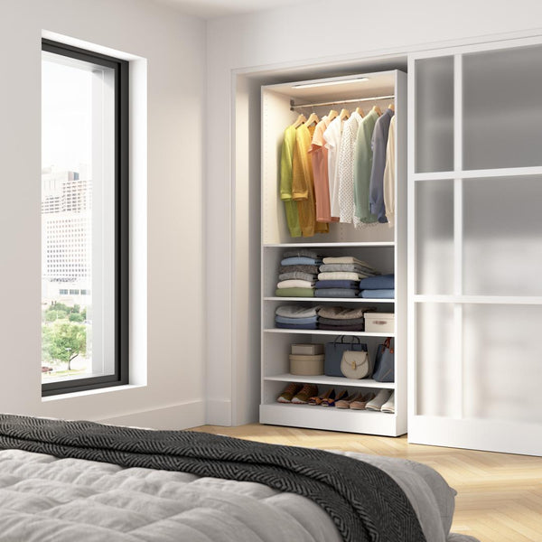 Modular Closet System with Shelves & LED Light, 36W x 25D