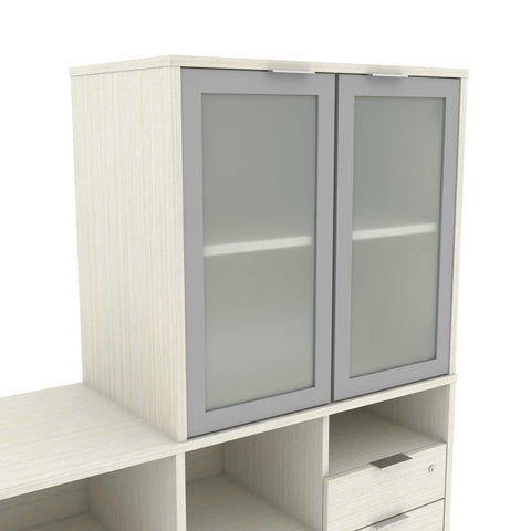 Bureau de direction en U 72L avec huche à portes en verre dépoli