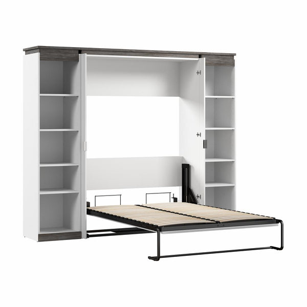 Lit escamotable double avec étagères (100L)