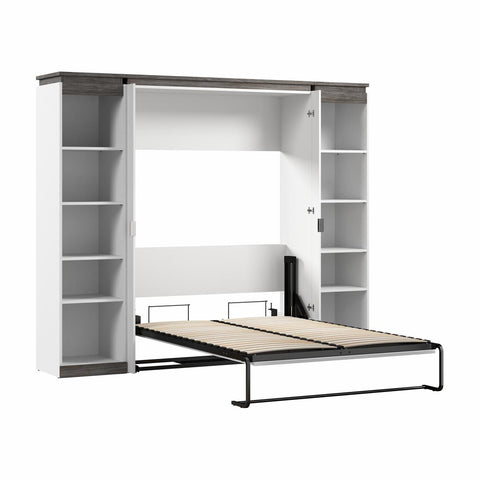 Lit escamotable double avec étagères (100L)