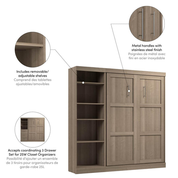 Lit escamotable double avec étagère (84L)