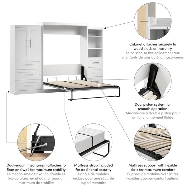 Queen Murphy Bed with Open and Concealed Storage (126W)