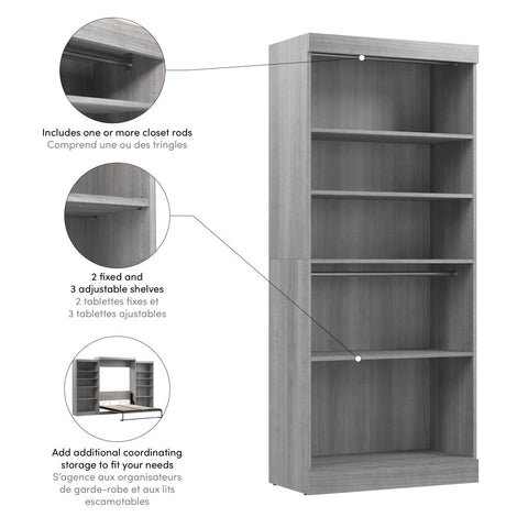 Contemporary Closet System with Shelves & Clothing Rods, 36W x 19D