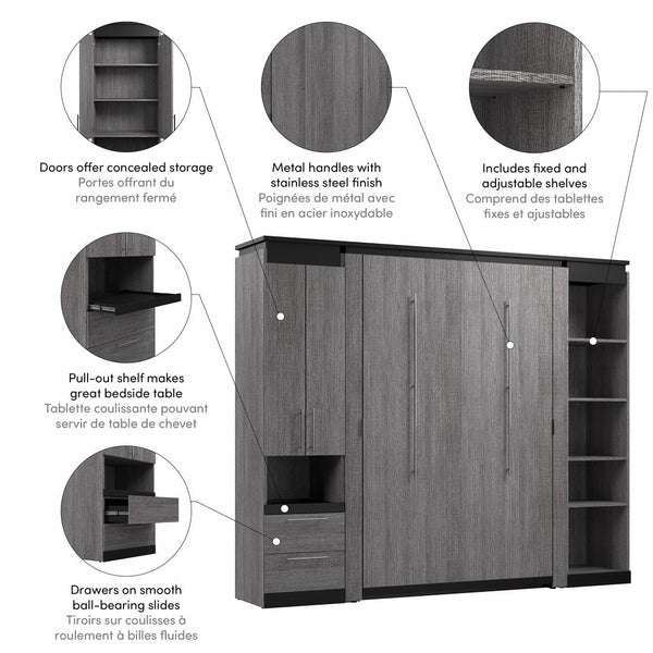 Full Murphy Bed with Storage Cabinet and Shelves (100W)