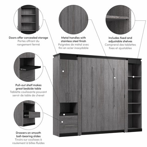 Full Murphy Bed with Storage Cabinet and Shelves (100W)