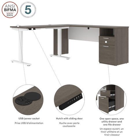 Bureau assis-debout électrique en L 72L