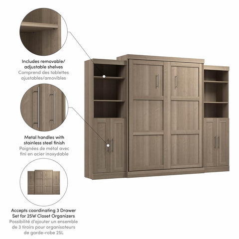 Grand lit escamotable avec organisateurs de garde-robe (115L)