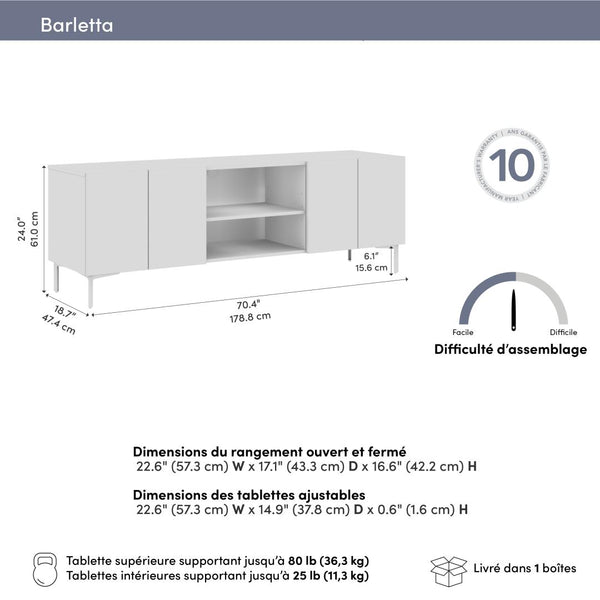 71W Modular TV Stand with Doors for Entertainment Center