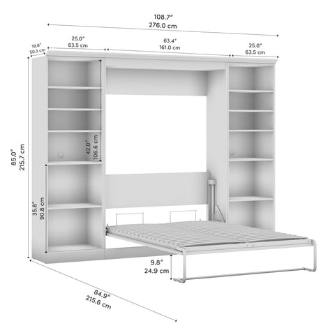 Lit escamotable double et 2 organisateurs de garde-robe (109L)