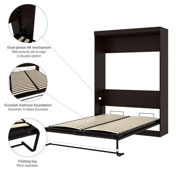 Lit escamotable double avec canapé et étagère (90L)
