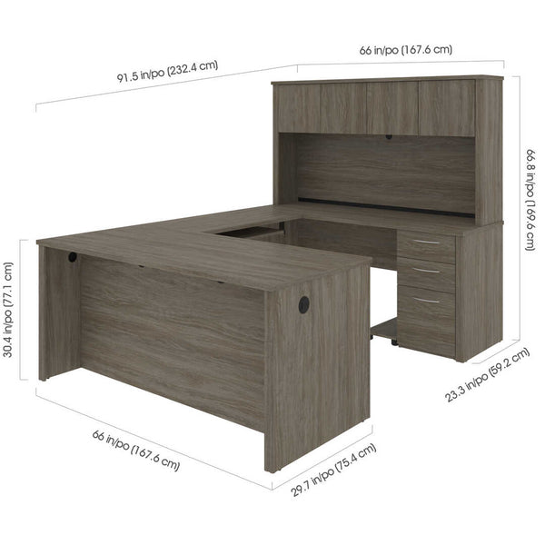Bureau de direction en U 66L avec caisson et huche