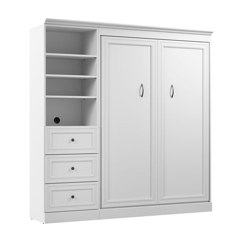 Lit escamotable double et organisateur de garde-robe avec tiroirs (84L)