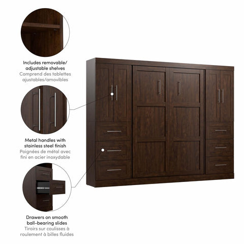 Full Murphy Bed with Closet Storage Cabinets (109W)
