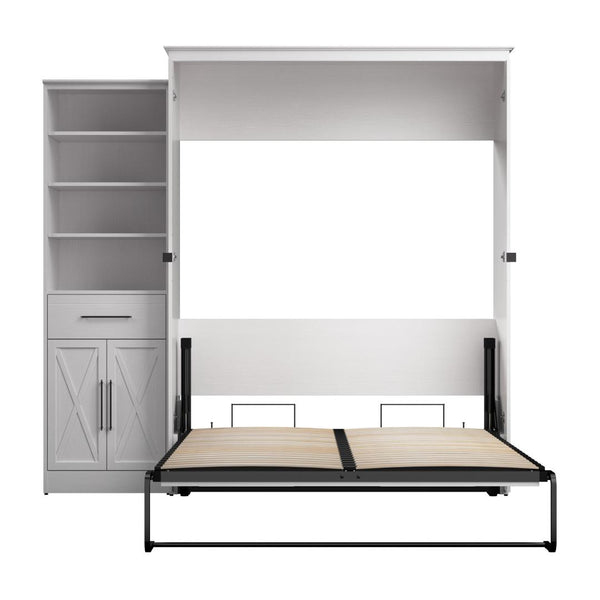 Queen Murphy Bed and Closet Organizer with Drawer and Doors (94W)