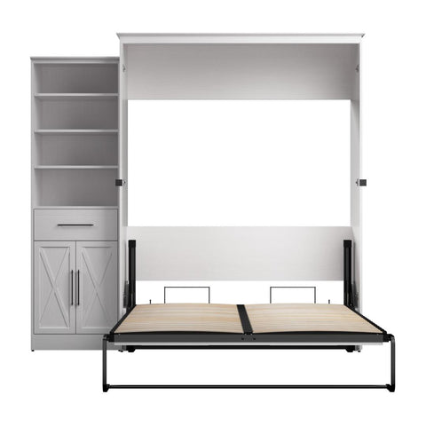 Queen Murphy Bed and Closet Organizer with Drawer and Doors (94W)
