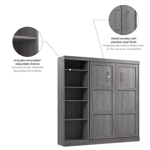 Lit escamotable double avec étagère (84L)