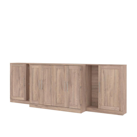 Lit cabinet deux places (double) avec matelas et armoires (133L)