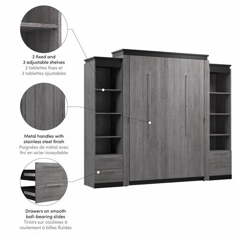 Queen Murphy Bed with Shelves and Drawers (106W)