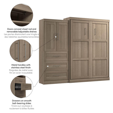 Grand lit escamotable et armoire avec tiroirs (101L)