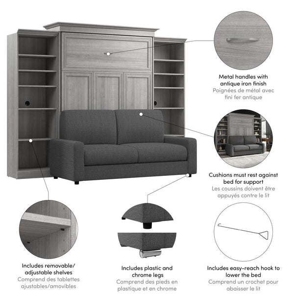 Queen Murphy Bed with Sofa and Closet Organizers (115W)