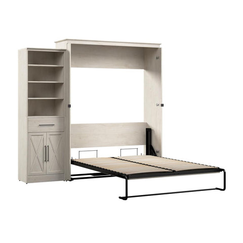 Grand lit escamotable et organisateur de garde-robe avec tiroir et portes (94L)