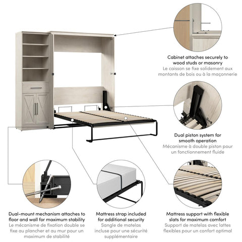 Full Murphy Bed and Closet Organizer with Drawer and Doors (88W)