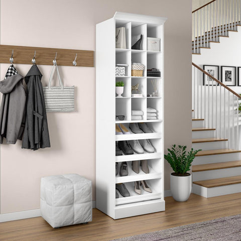 Traditional Closet System with Shoes Racks & Cubbies, 25W x 20D