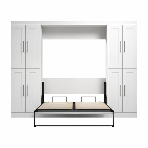 Lit escamotable double avec armoires (109L)