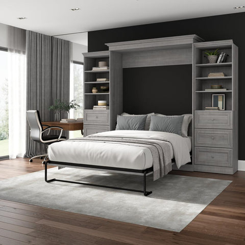 Grand lit escamotable et 2 organisateurs de garde-robe avec tiroirs (115L)