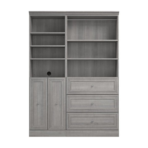 Traditional Closet System with Shelves, Drawers, Clothing Rods & Doors, 61W x 20D