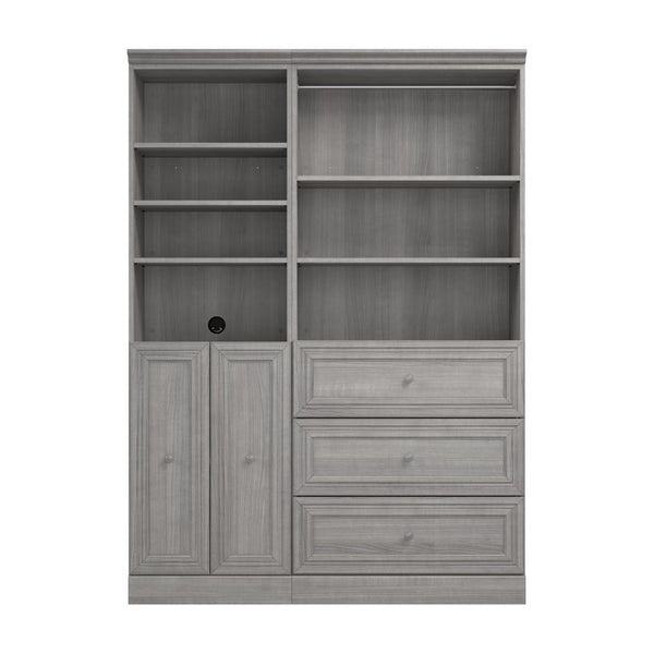 Traditional Closet System with Shelves, Drawers, Clothing Rods & Doors, 61W x 20D