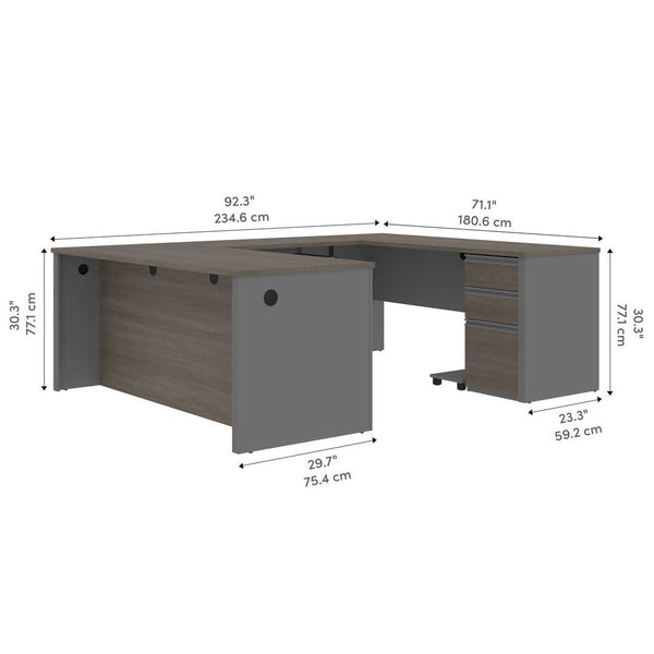 72W U-Shaped Executive Desk with Pedestal