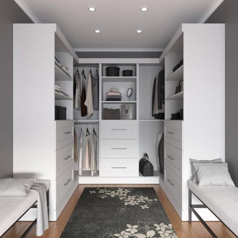 Contemporary U-Shaped Closet System with Shelves, Drawers & Clothing Rods, 161W x 33D