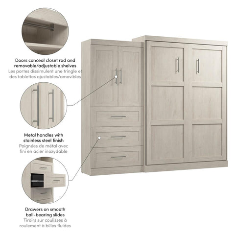 Grand lit escamotable et armoire avec tiroirs (101L)