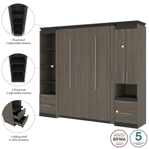 Lit escamotable deux places (double) et solutions de rangement étroites avec tiroirs (99L)
