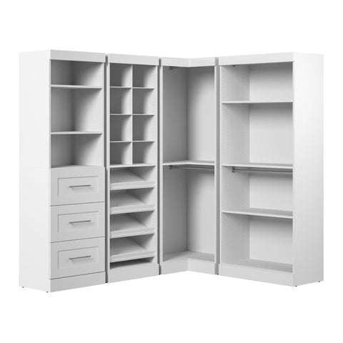 Contemporary Closet System with Shelves, Drawers, Shoe Racks, Clothing Rods & Cubbies, 83W X 68D
