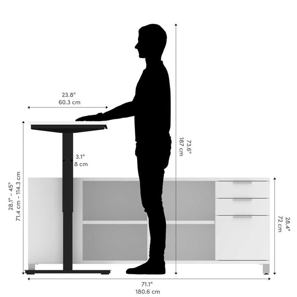 72W L-Shaped Standing Desk