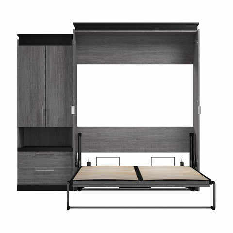 Queen Murphy Bed with Storage Cabinet and Pull-Out Shelf (97W)
