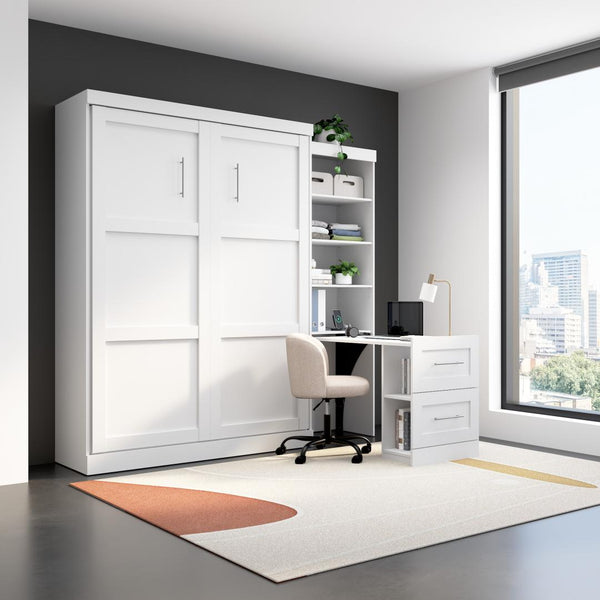 90W Queen Size Murphy Bed with Pull-Out Desk