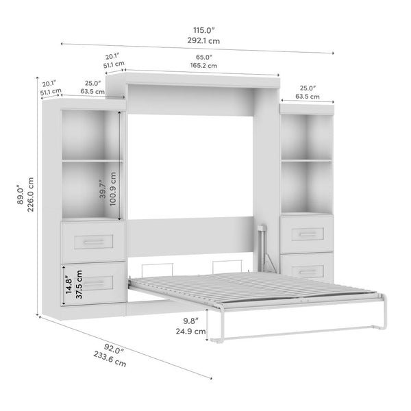 Grand lit escamotable et organisateurs de garde-robe avec tiroirs (115L)