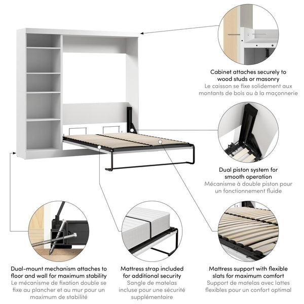 Full Murphy Bed with Shelving Unit (84W)