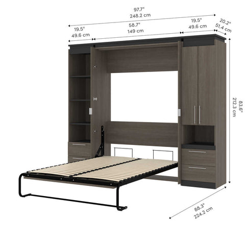 Lit escamotable deux places (double) et solutions de rangement étroites avec tiroirs (99L)