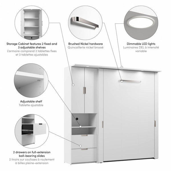 Lit escamotable double avec armoire (84L)