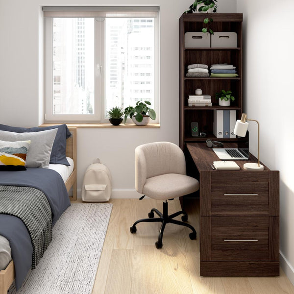 25W Pull-Out Desk Cabinet with Shelves and Hidden Storage