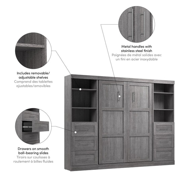 Full Murphy Bed and 2 Shelving Units with Drawers (109W)